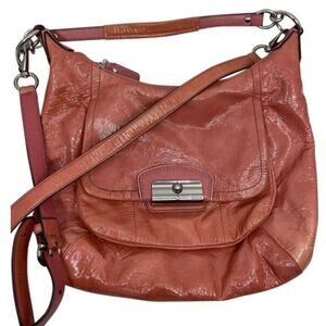 COACH Large Patent Leather Orange Shoulder Bag
